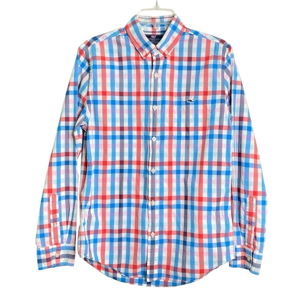 Vineyard Vines Tucker Slim Fit Red & Blue Check Button-Down Shirt (Size S)‎